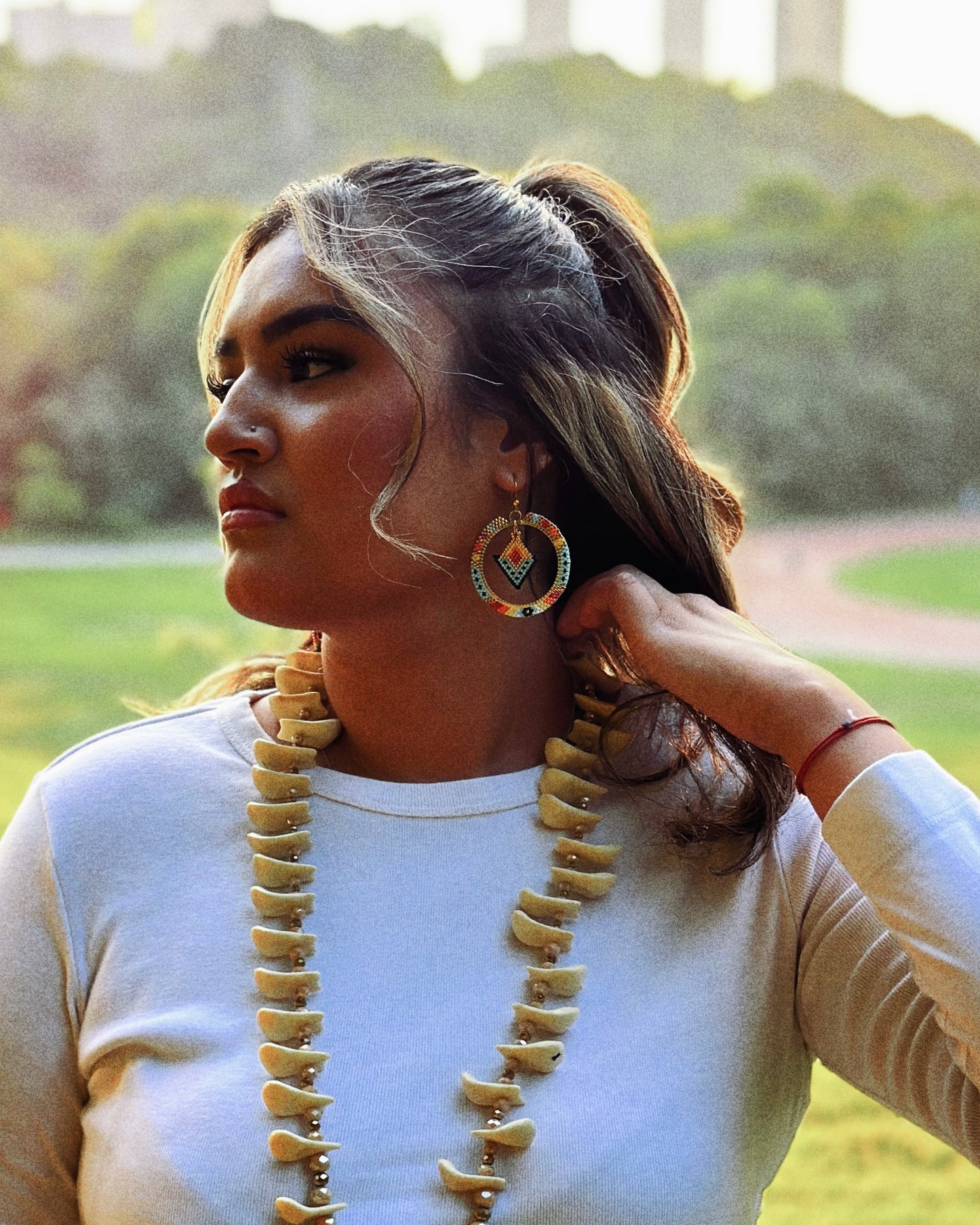 24K Gold Hoops with Arrowhead (Turquoise)