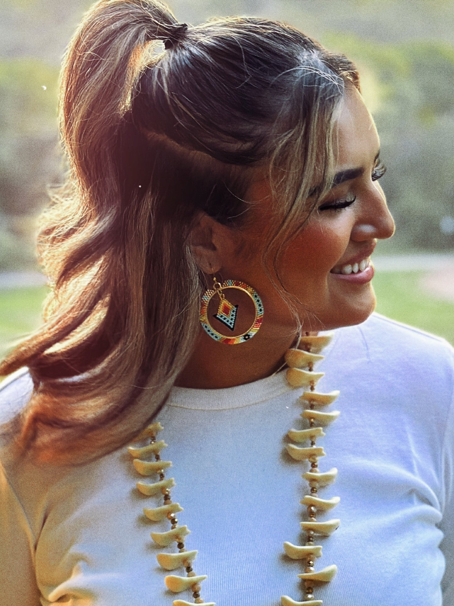 24K Gold Hoops with Arrowhead (Turquoise)